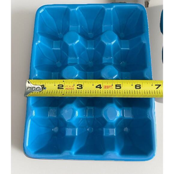2 Ceramic Blue Egg Crates for Easter Eggs Refrigerator Jelly Belly Cupcake Dish - Picture 6 of 11